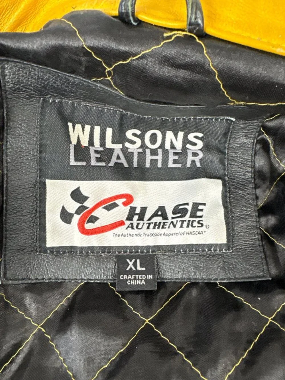 Vtg Wilsons Leather NASCAR Jacket Matt Kenseth 17 DeWalt Racing Bomber Black Yel